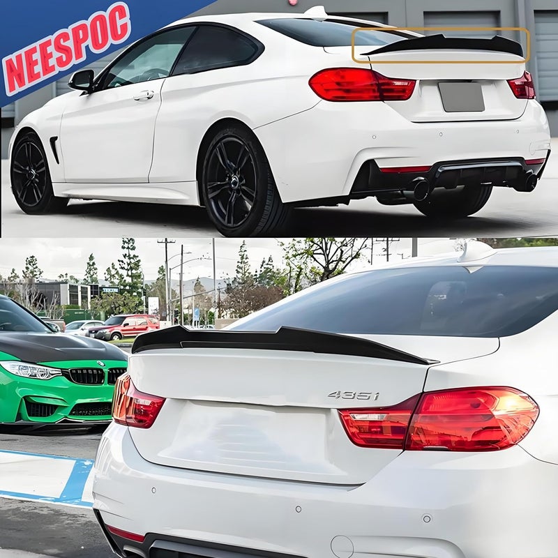 NeespoC Rear Trunk Spoiler Wing Compatible with BMW F32 4 Series 428i/ 430i/ 435i/ 440i/ M4 2-Door Coupe 2014-2020, Gloss Black PSM Style Duckbill Decklid Lip Exterior Accessories - Image 4